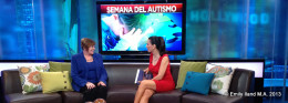 Emily and Univision TV host Gabriela Tessier on the set of the TV show